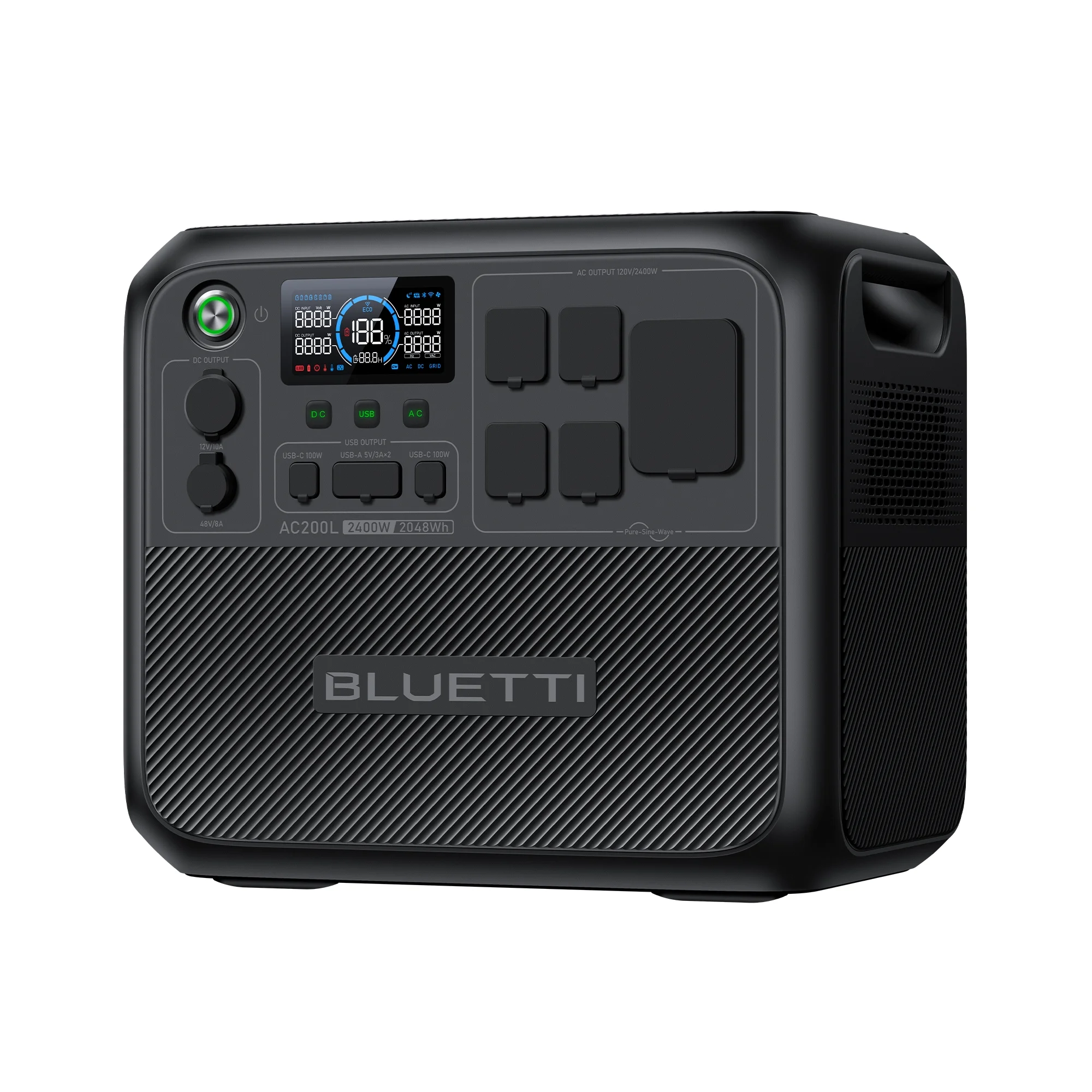 BLUETTI AC200L Portable Generator, 2048Wh Generator for Home Use, W/Multimeter,3600W Lifting Power, 2400W Portable Generator for Camping