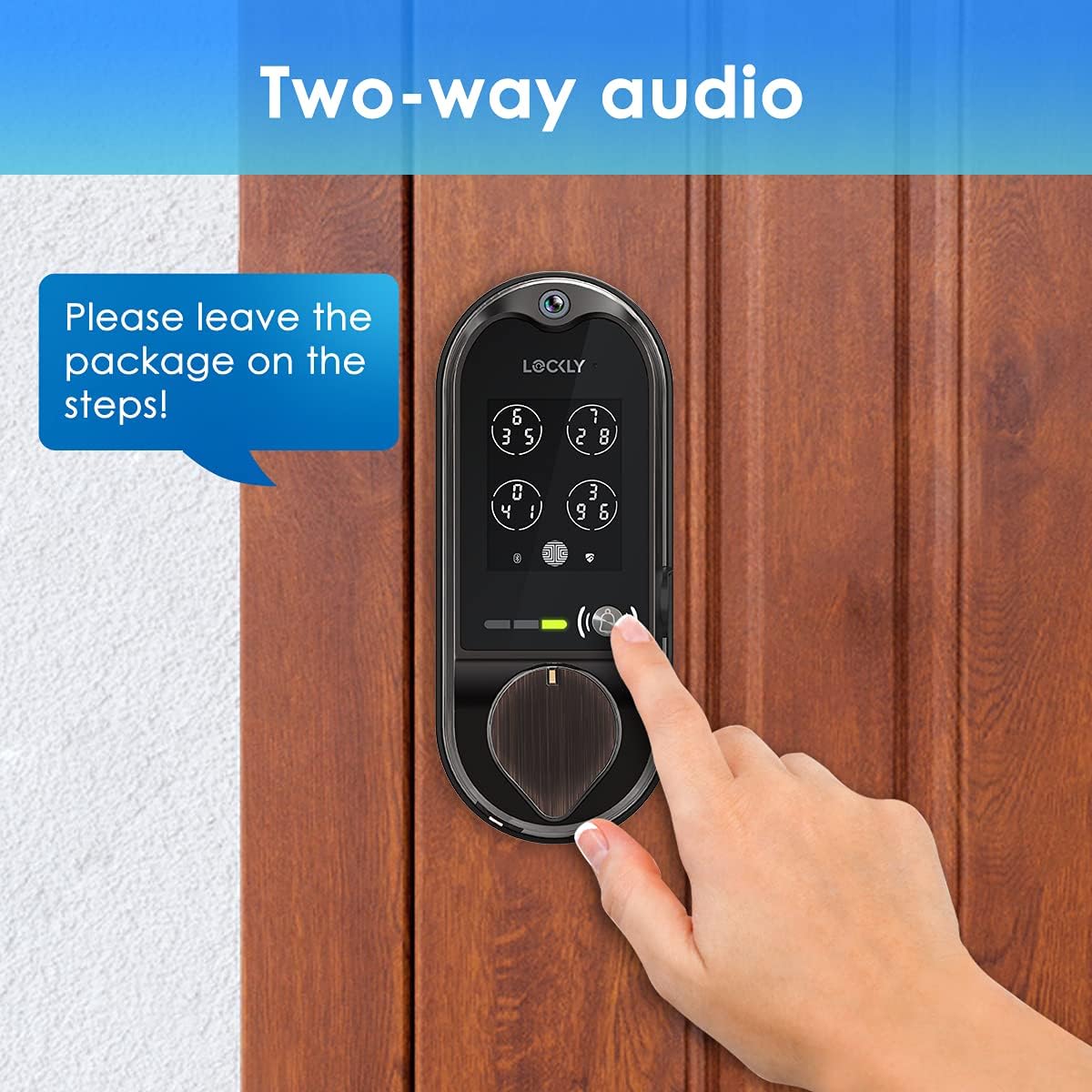 LOCKLY Vision Deadbolt with Video Doorbell Edition Smart Lock PGD798VB, Keyless Entry Door Lock with Fingerprint, Wi-Fi, APP