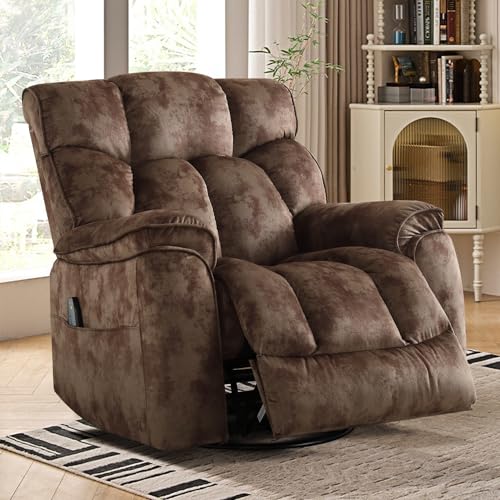INZOY Massage Swivel Rocker Recliner with Heat and Vibration, Manual Rocking Recliner Chair with Vibrating Massage