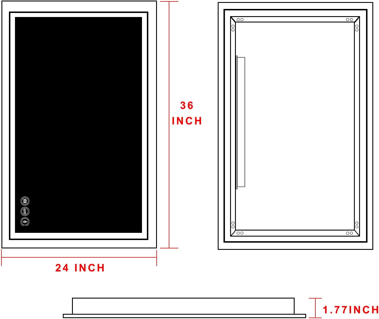 LED Bathroom Mirror for Wall - JORYOO 36x24 Inch Anti-Fog Bathroom Mirror with Lights - Lighted Bathroom Mirror
