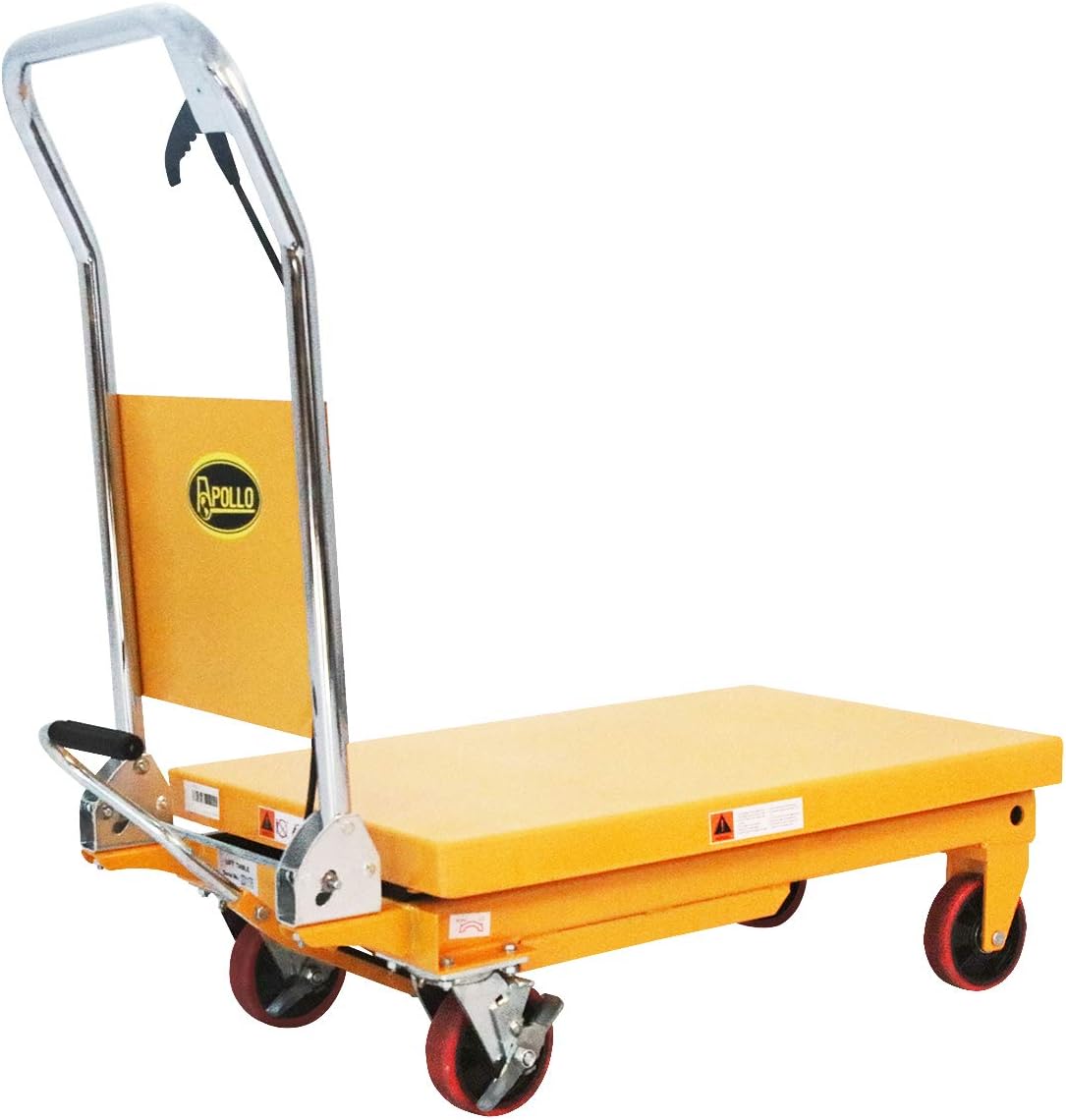 APOLLOLIFT Single Scissor Hydraulic Lift Table/Cart 660lbs Capacity 35.4 Lifting Height