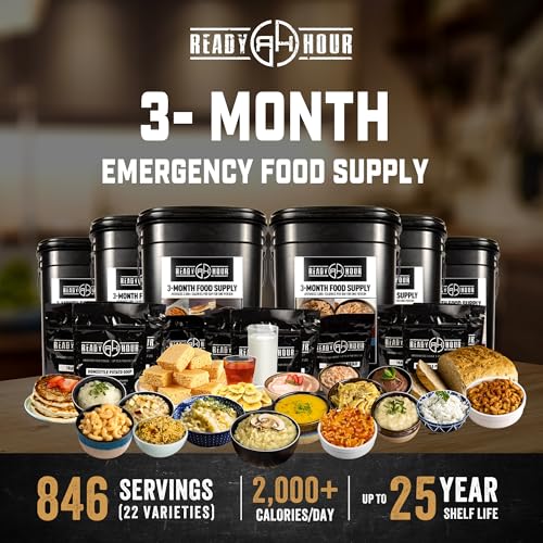 Ready Hour 3-Month Emergency Food Supply (846 Servings), 3-Month Kit, Food Storage Meal Entr&eacute;es, Real Non-Perishable Meals