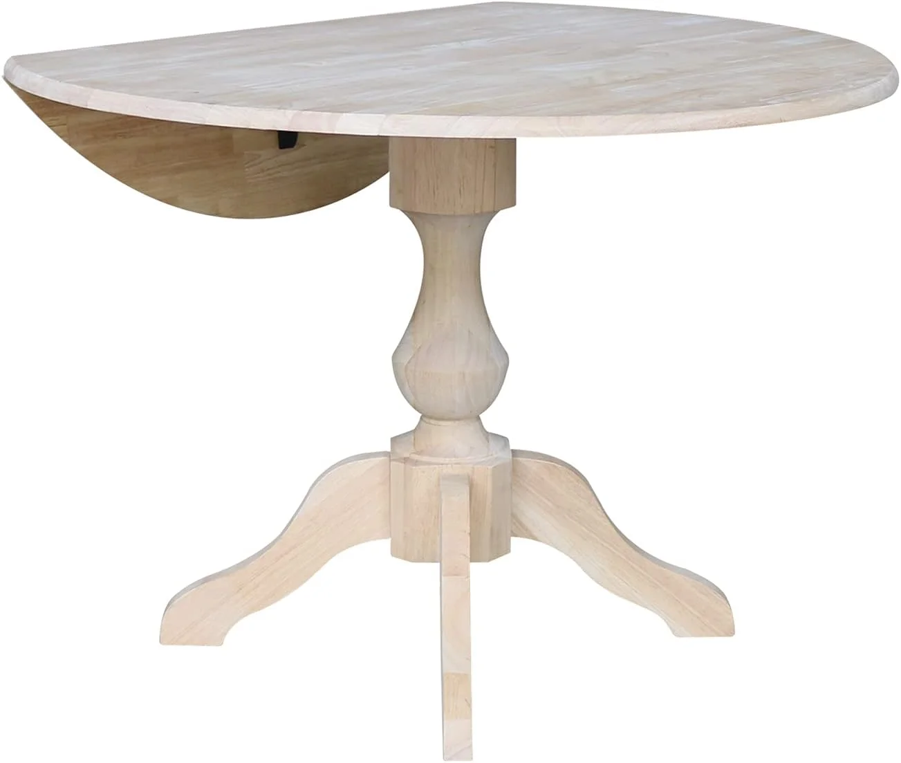 Round Dual Drop Leaf Pedestal Table-30.3" H, Unfinished Dining Table, Ready To Finish