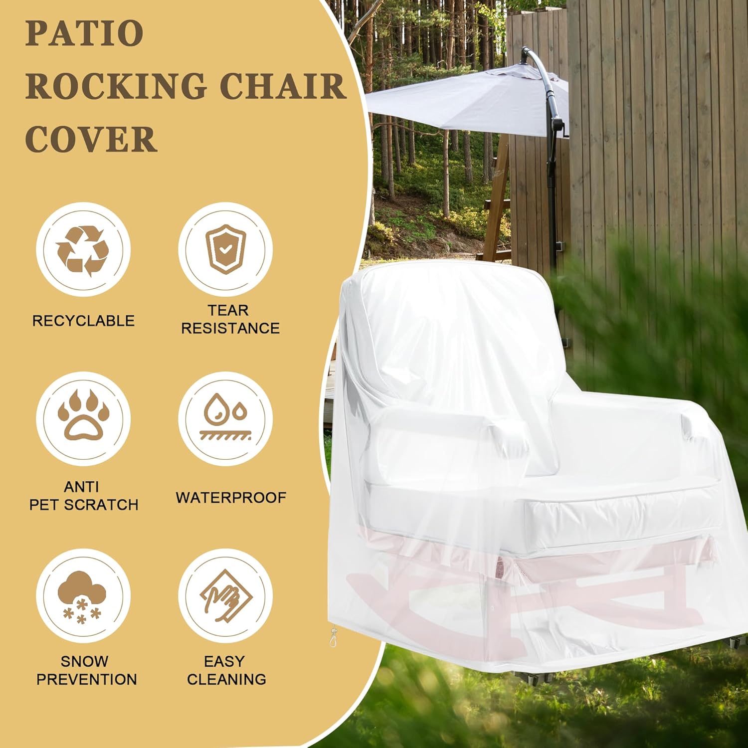 Patio Rocking Chair Cover, Swivel Rocker Chair Cover for Outdoor Furniture, 27.5''W x 32.5''D x 39''H, Patio Swivel Chair Covers Waterproof