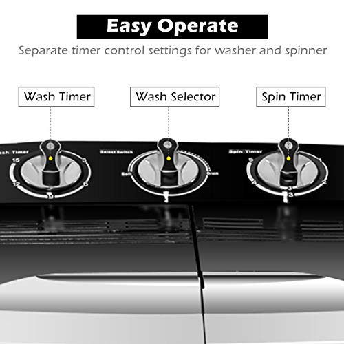 Giantex Portable Compact 13 Lbs Mini Twin Tub Washing Machine Washer Spin Dryer