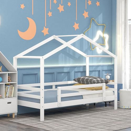 Kids Twin Over Twin Bunk Beds with Slide and Trundle, Solid Wood Bunk Bed Frame with Stairs and Storage