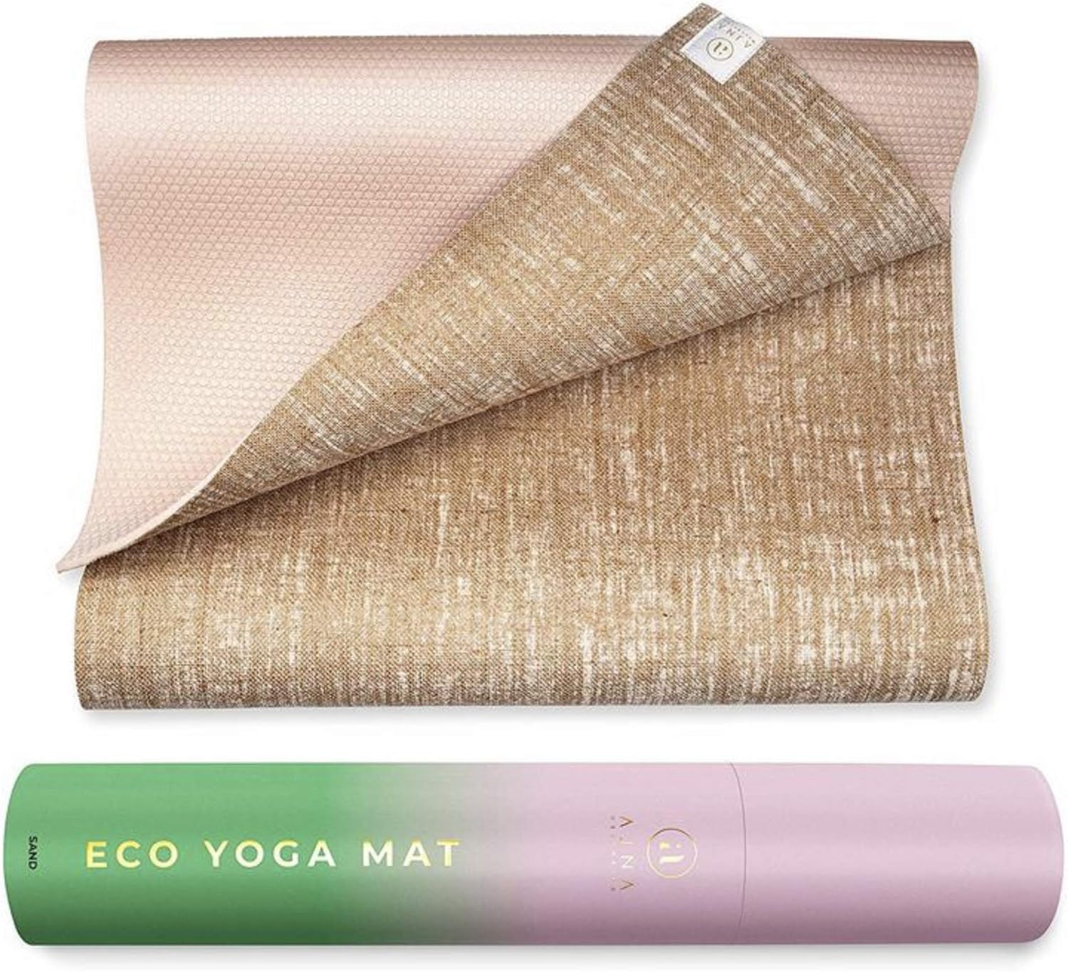 Ajna Organic Yoga Mat - Natural Jute Yoga Mats - Large Non Slip Eco Friendly Yoga Mats with Carrying Strap - Reversible Jute PER