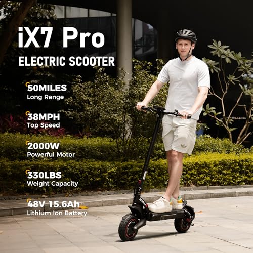 iScooter Electric Scooter, 40/43/50 Miles Long Range & 28/38 MPH Top Speed E Scooter