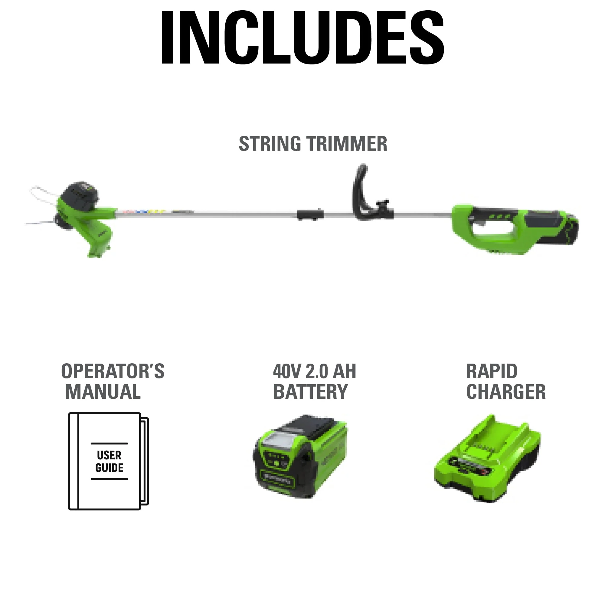 Greenworks 40V 12 String Trimmer with 2.0 Ah Battery & Charger 2101602