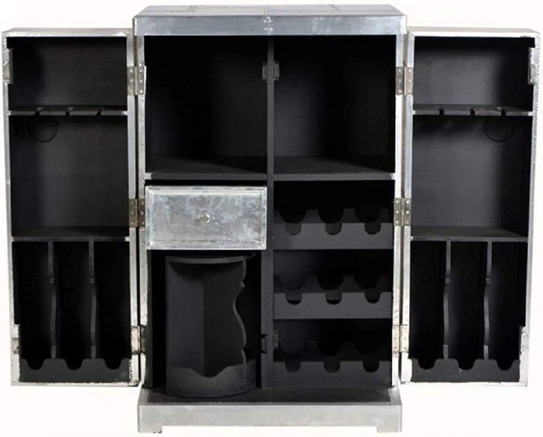 NauticalMart Aluminum Trunks Wine Style Wine Cabinet - Vintage Aviator Furniture
