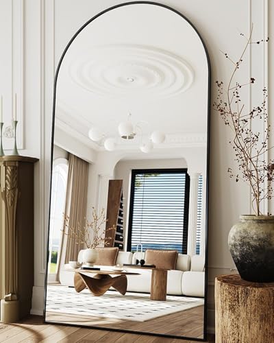 Full Length Mirror, 76"x34" Arched Floor Mirror Freestanding, Floor Standing Full Body Mirror with Stand for Bedroom
