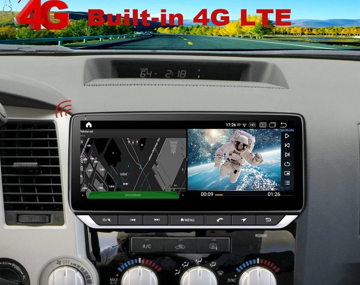 for Toyota Tundra Radio 2007-2013 Sequoia Radio 2008-2018 Android 10 in-Dash Navigation System 10.25inch Touch Screen 4GB+64GB Wireless Carplay