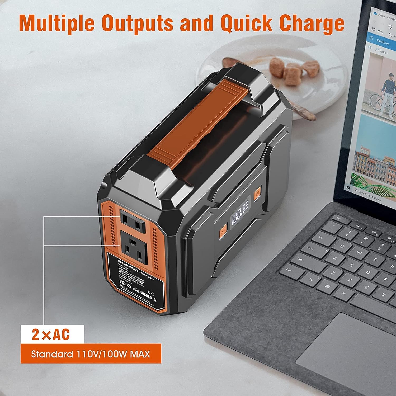 Portable Power Station 300W,Solar Outdoor Generators 280Wh/75000mAh,Lithium Battery Backup Power Source with Flashlight