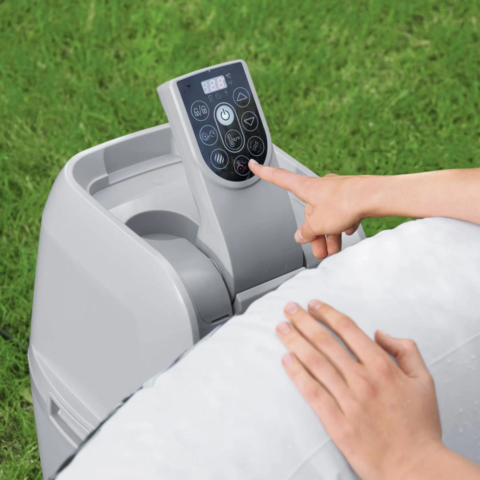 Bestway SaluSpa Aruba AirJet Inflatable Hot Tub w/ EnergySense Cover, Grey