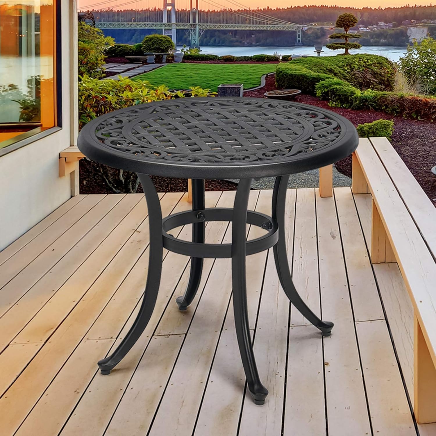 Laurel Canyon 3-Piece Cast Aluminum Patio Bistro Sets Antique Copper Finish Outdoor Furniture with Rust-Resistant Small Round Table and 2 Chairs for