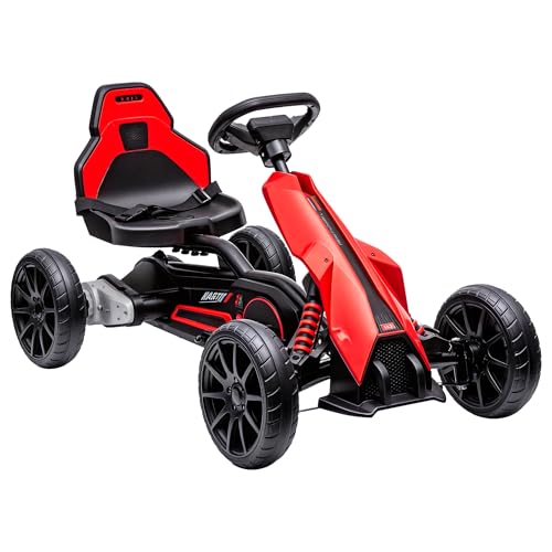 Aosom 12V Electric Go Kart for Kids, Outdoor Ride-On Toy with Forward Backward Drive & Adjustable Speed, Gift for Child 3-8 Years Old, White