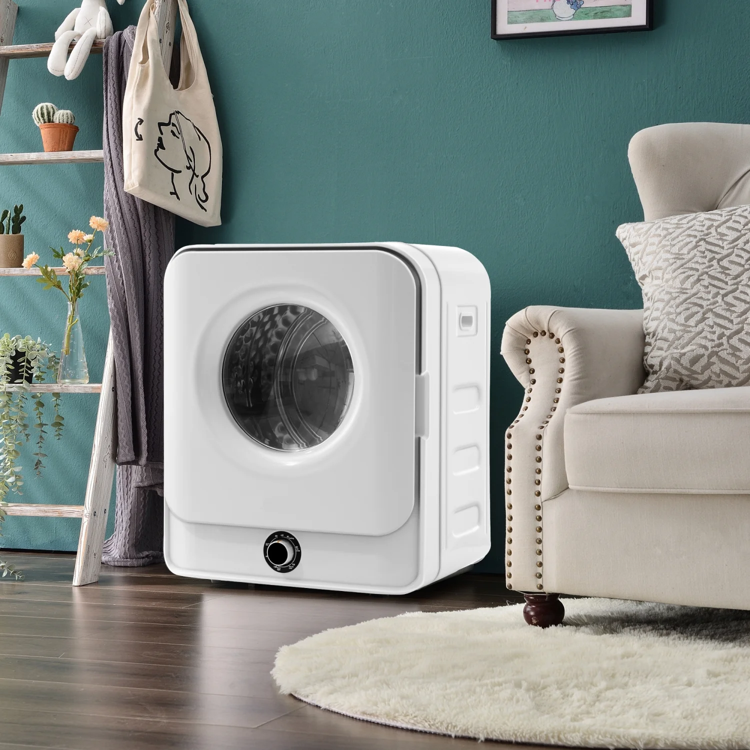 Churanty Portable Clothes Dryer Machine 850W, Electric Laundry Dryer Machine 1.95 Cu.ft, Front Load with Stainless Steel Drum, Multi-Filtration