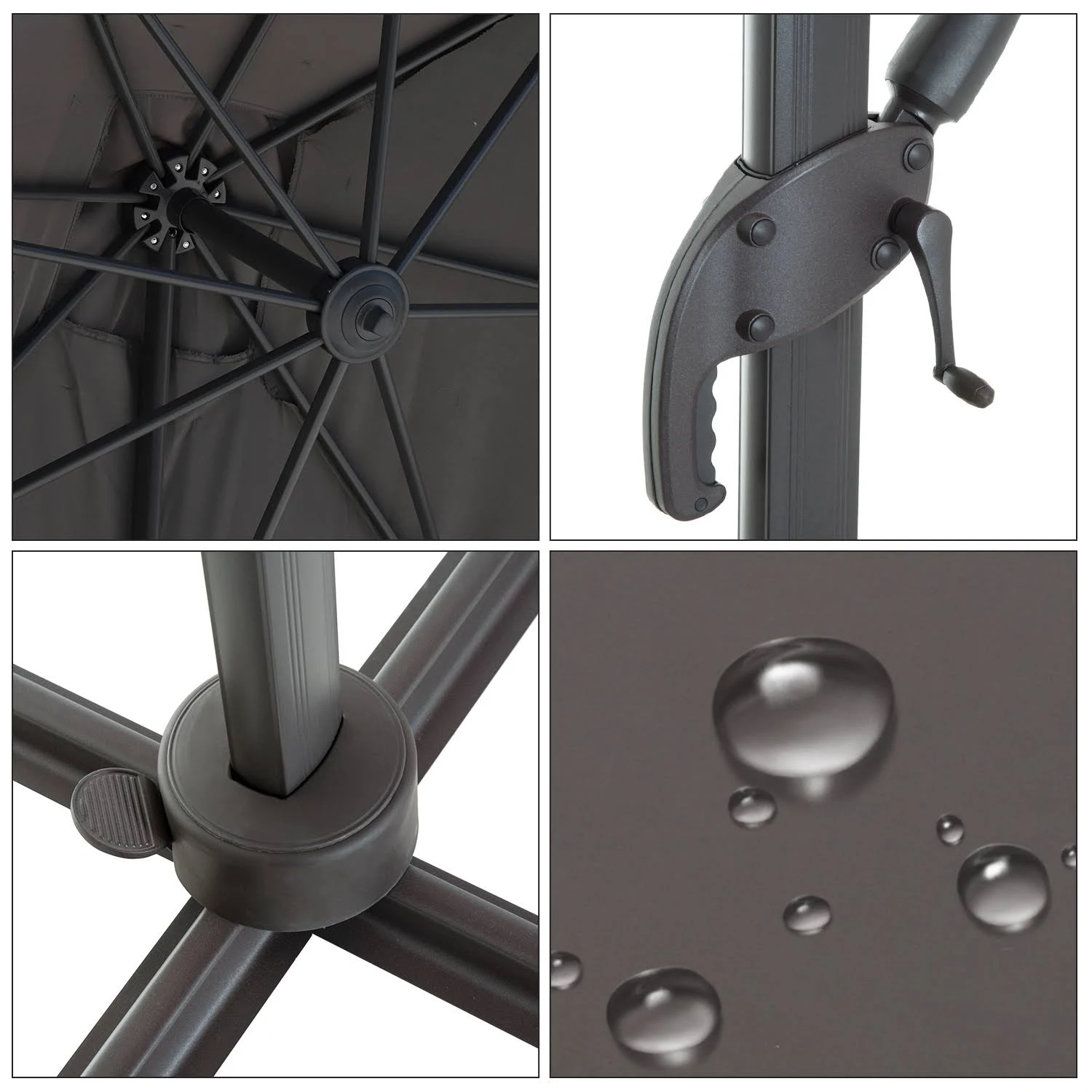 Outsunny 8& x 8& Square Offset 360 Degree Cantilever Market Patio Umbrella with Cross Base - Grey