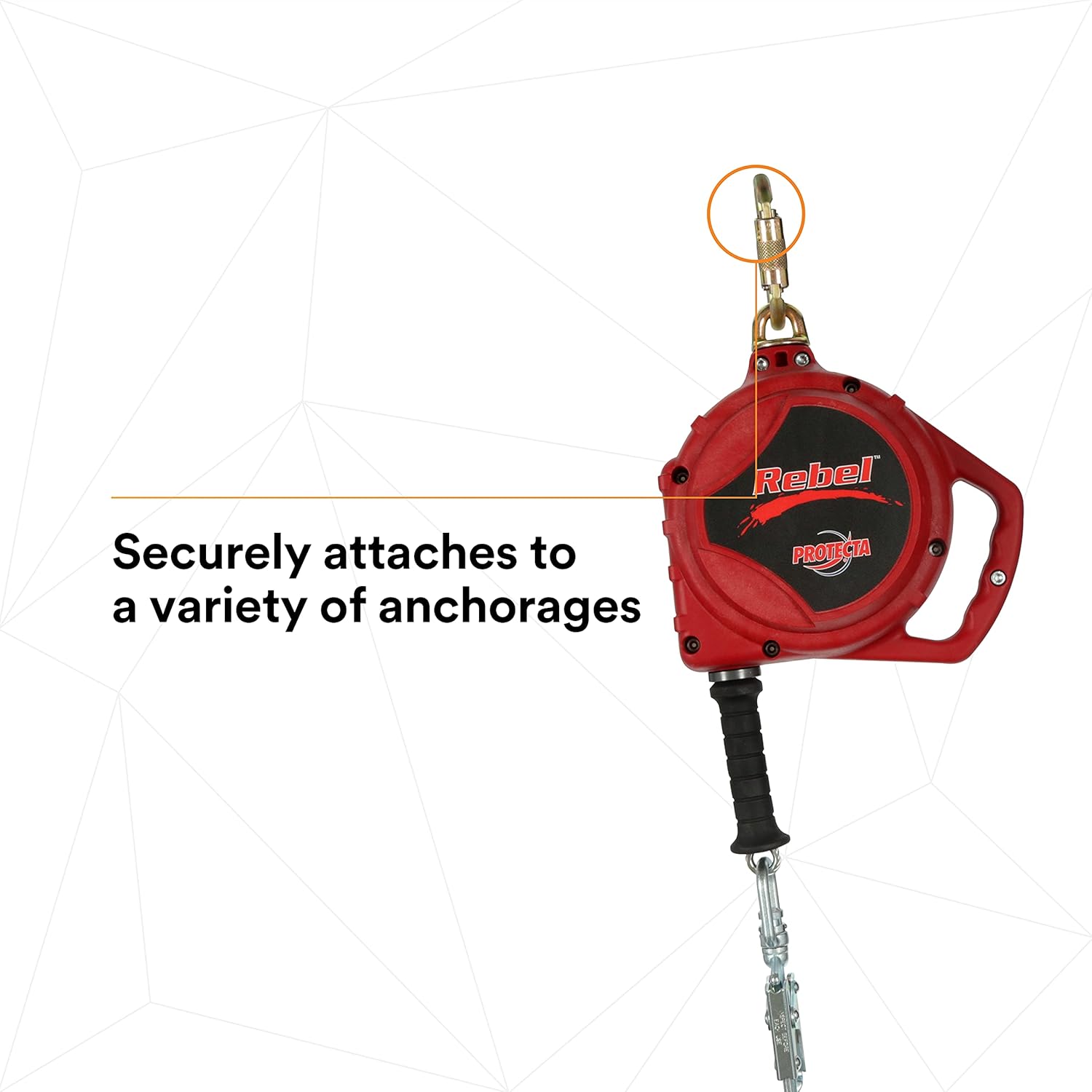 3M Personal Protective Equipment Protecta Rebel, 3590500 Self Retracting Lifeline, 33-Feet Galvanized Cable, Thermoplastic Housing, Carabiner
