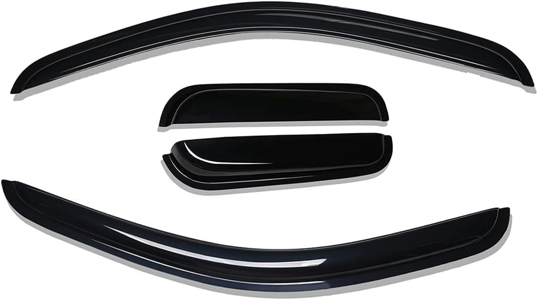 Lightronic WV94948 Tape-on Side Window Visor Deflector Rain Guard, Dark Smoke Shatterproof, 4 PCS Set for 1995-2004 Toyota Tacoma Access Cab Pack of 2