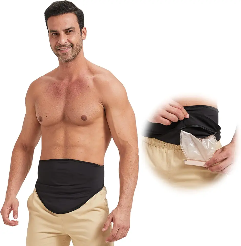 Colostomy Bag Covers for Men and Women, Ostomy Belt, Ostomy Bag Covers for Sports and Daily Life, Black Colostomy Belt, Stealth Belt for Ostomy Bag