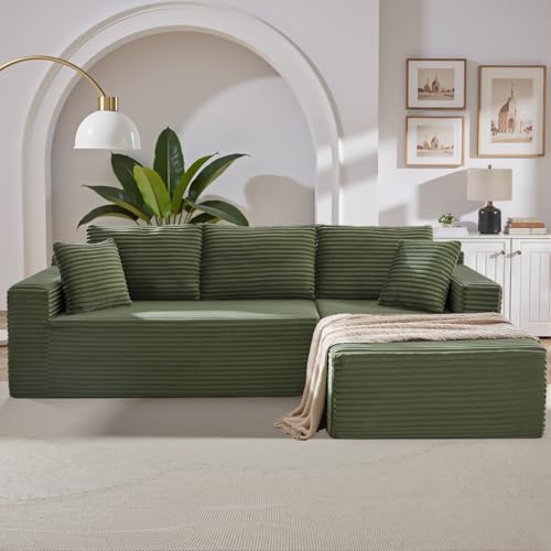 105 Inch Cloud Sectional Couch,Modern Modular Sectional Sofa with Deep Seat,Corduroy Boneless Couches with L-Shape Chaise for Living Room Bedroom