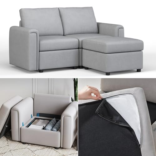 LINSY HOME Modular Sectional Sofa, Convertible U Shaped Sofa Couch with Storage, Memory Foam, Modular Sectionals with Ottomans