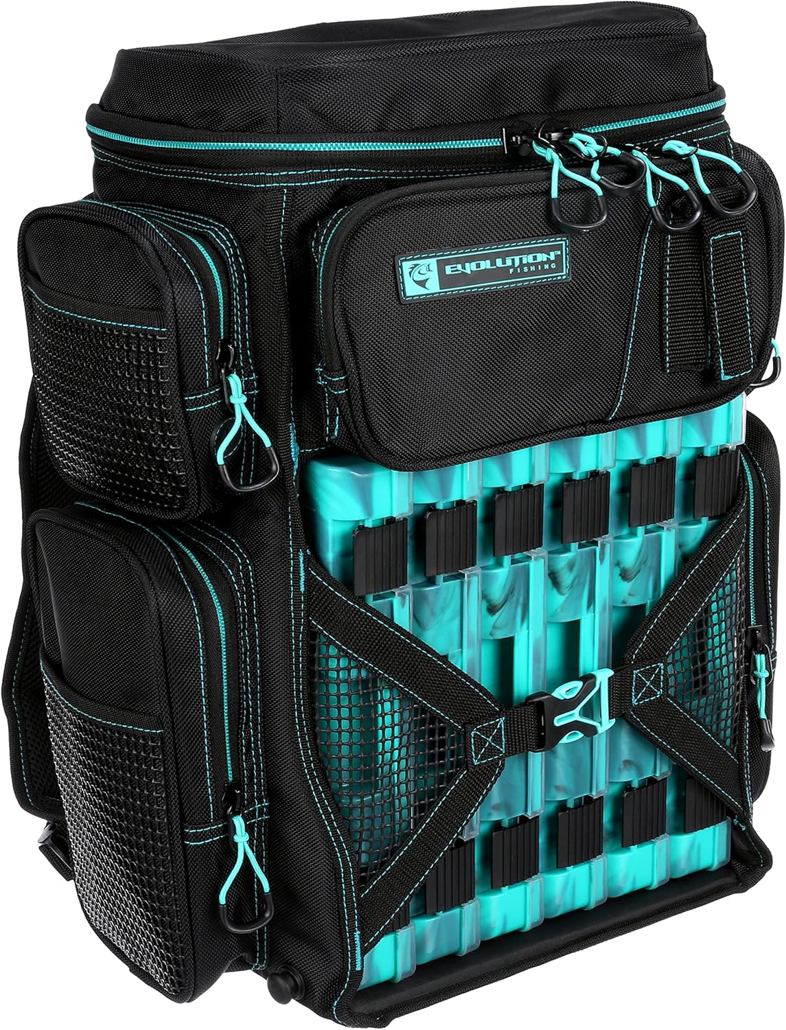 Evolution Fishing Drift Series Tackle Backpack – 3600 Size, Outdoor Rucksack w/ 6 Fishing Tackle Trays, Built in Rain Fly