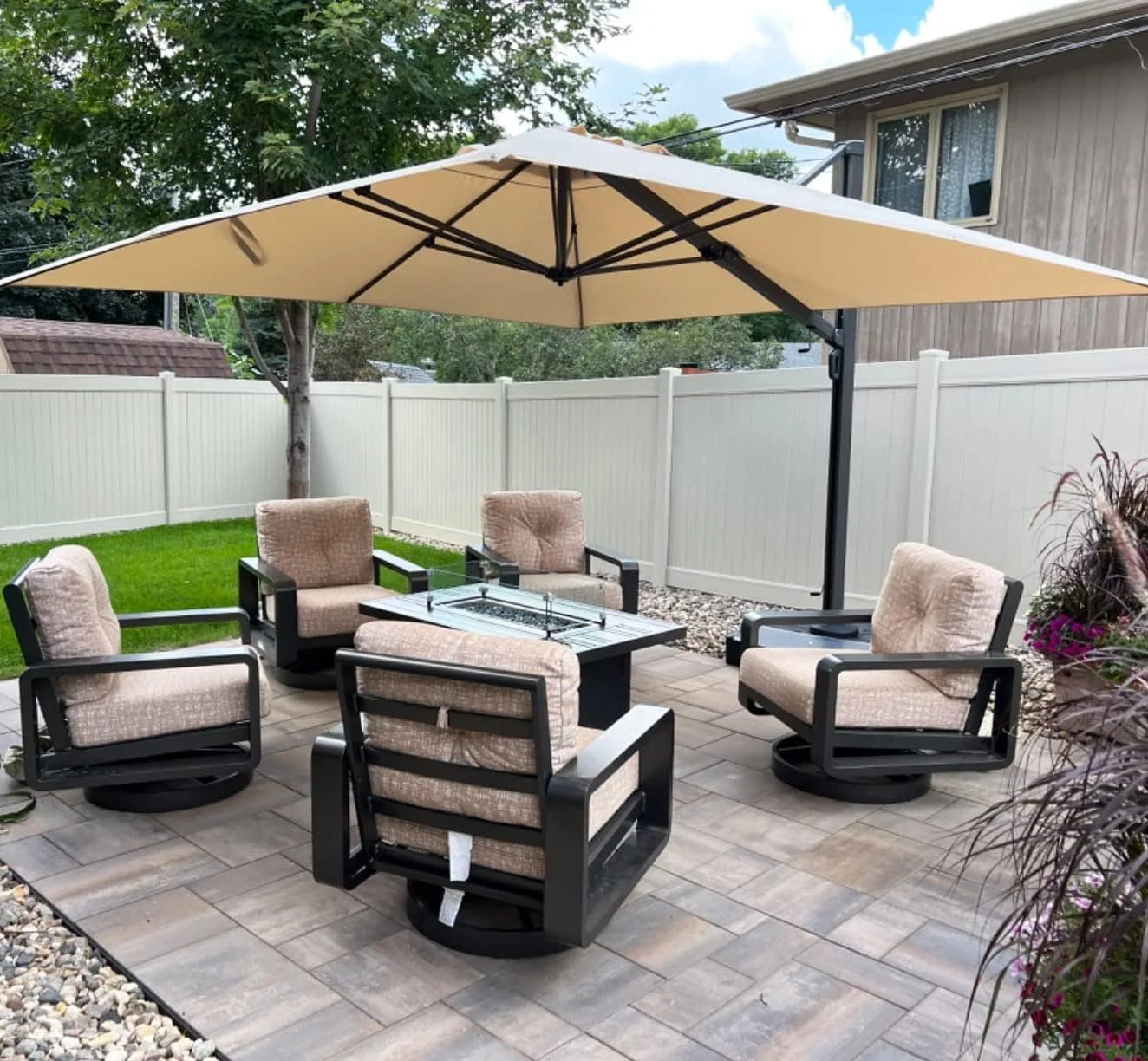 PURPLE LEAF 10' X 13' Rectangle Patio Umbrella Large Outdoor Aluminum Umbrella Offset Umbrella with 360-degree Rotation Cantilever for Garden Deck