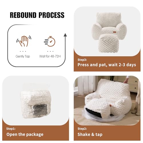 Big Bean Bag Chairs for Adults Cozy Giant Bean Bag Sofa Chair, Gaming Bean Bag Chairs with Foot Rest, Lounge Comfy Chair Indoor for Bedroom