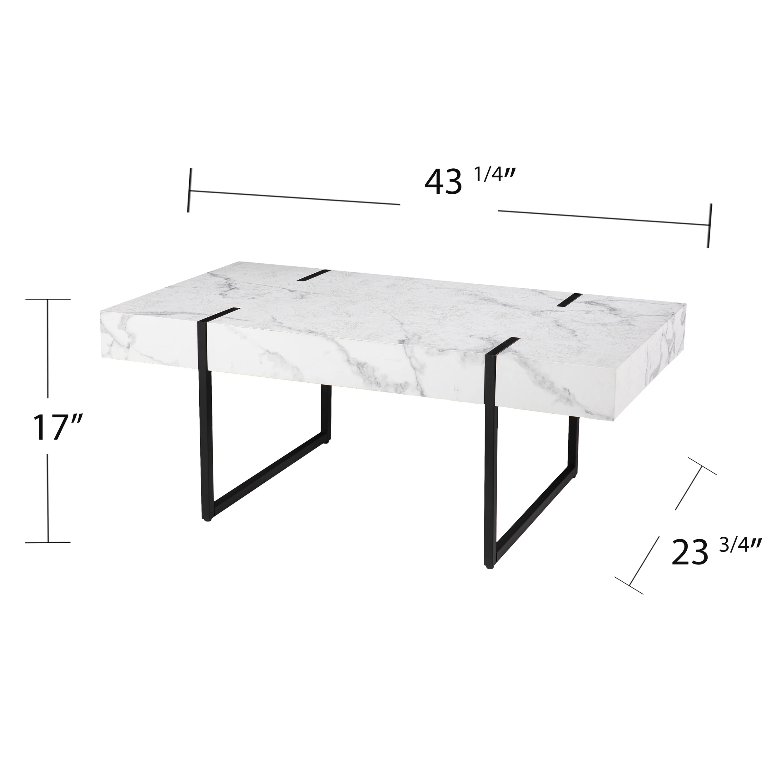 Southern Enterprises Rahilee Modern Rectangle Faux Marble Cocktail Table