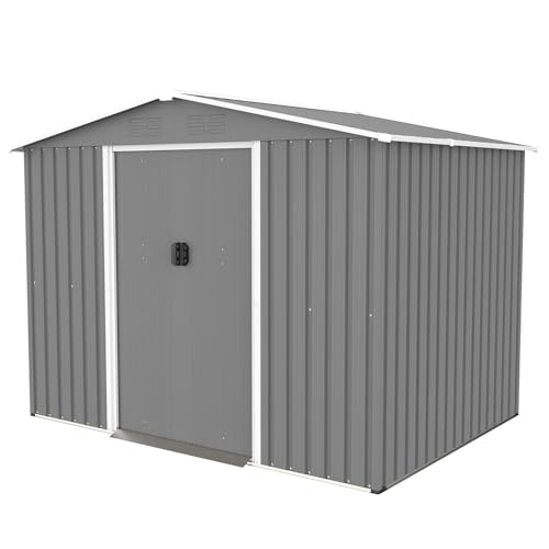 6x4 ft Small Outdoor Metal Storage Shed with Floor Frame & Lockable Door, Heightened Entry Garden Tool Shed for Backyard, Durable Galvanized Steel