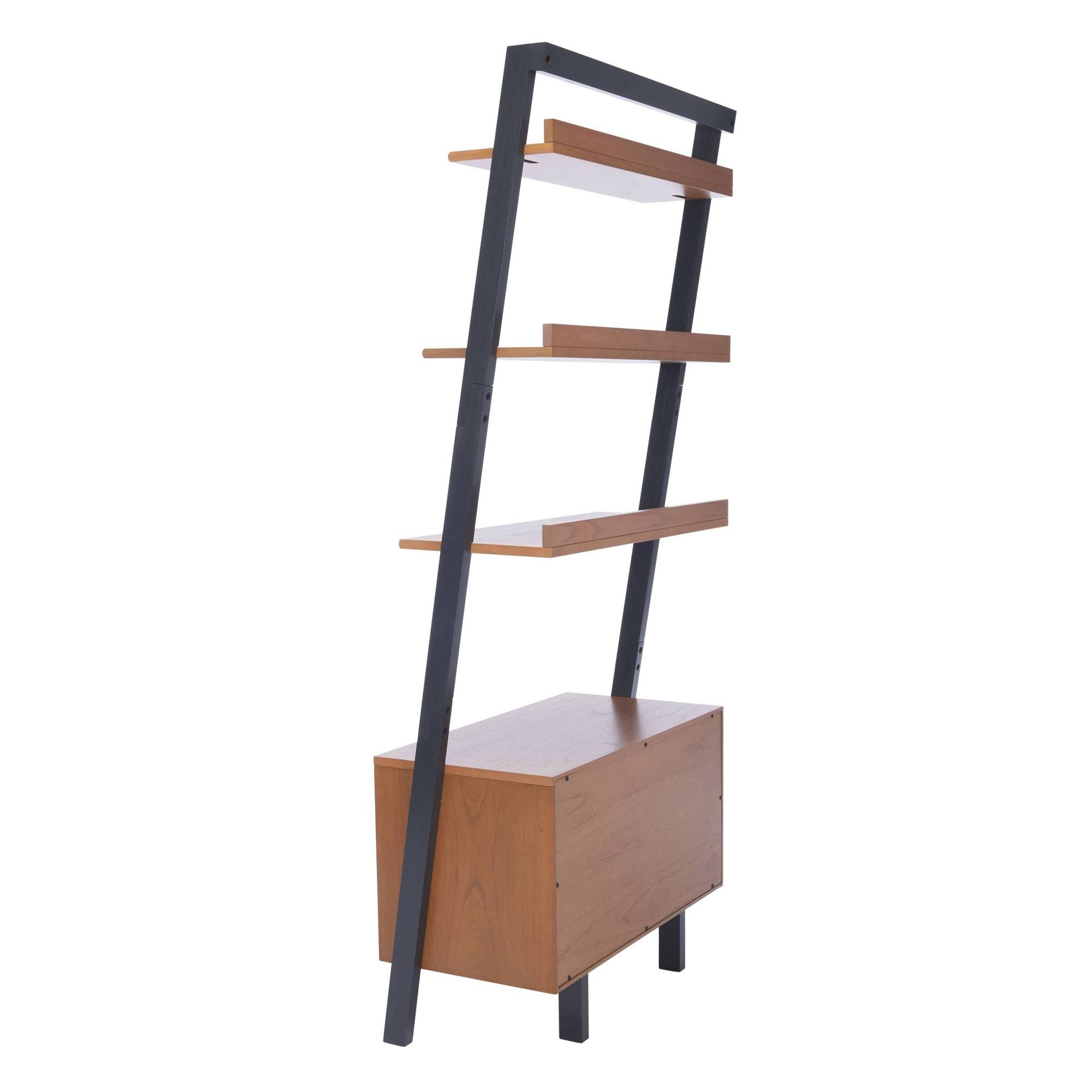 Safavieh Vlad 3 Shelf 1 Door Etagere-Natural / Charcoal