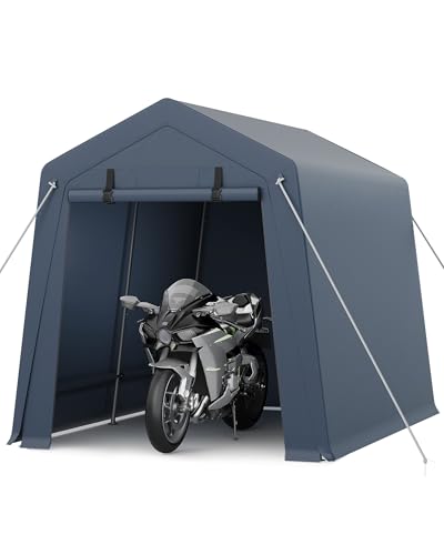 7x10 FT Portable Outdoor Storage Shed with 2 Roll-Up Zipper Doors & Vents, 240G Heavy-Duty Shelter Waterproof PE Tarp