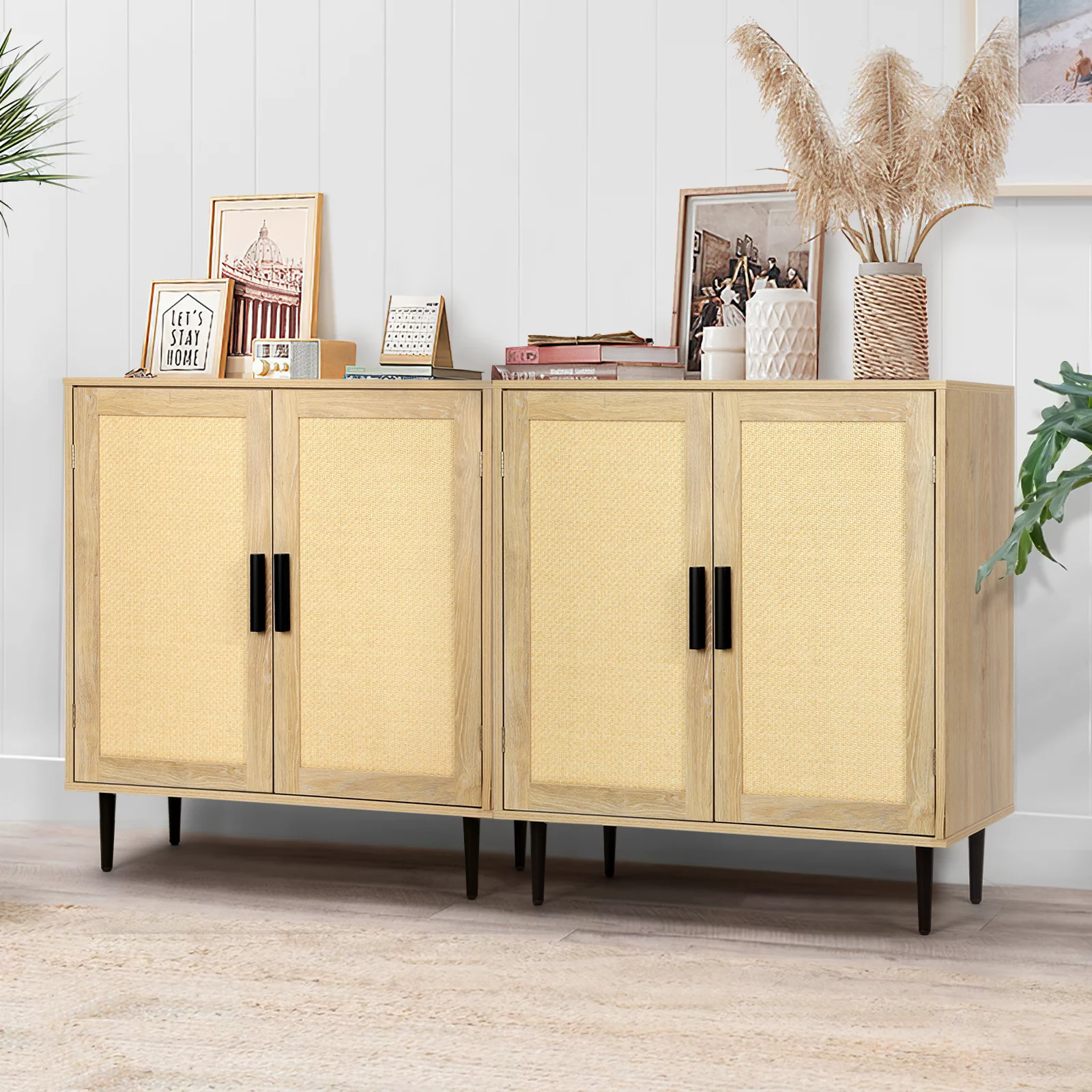 Richya 34.4'' Tall Sideboard Buffet Cabinet with Rattan Doors, for Dining Room, Kitchen, Living Room
