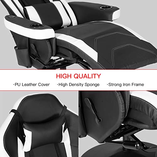Modern-Depo Gaming Recliner Chair with Speakers, Massage, High Back, Cupholder, Headrest, Lumbar Support