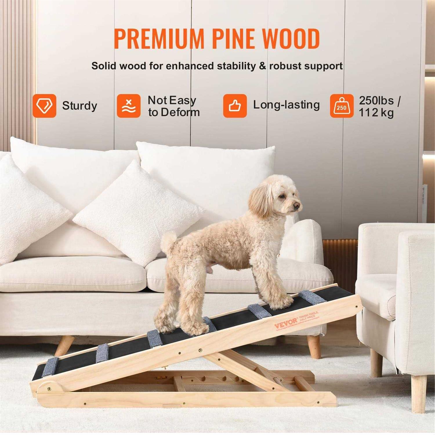 VEVOR Dog Ramp Folding Pet Ramp for Bed Adjustable Dog Ramp for Small
