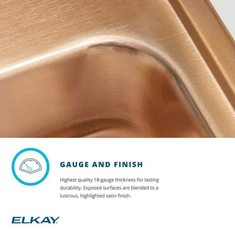 Kitchen Sink 19.5 x 19 Inch Single Bowl Antimicrobial Copper 1 Hole Lustrous Satin Drop-In