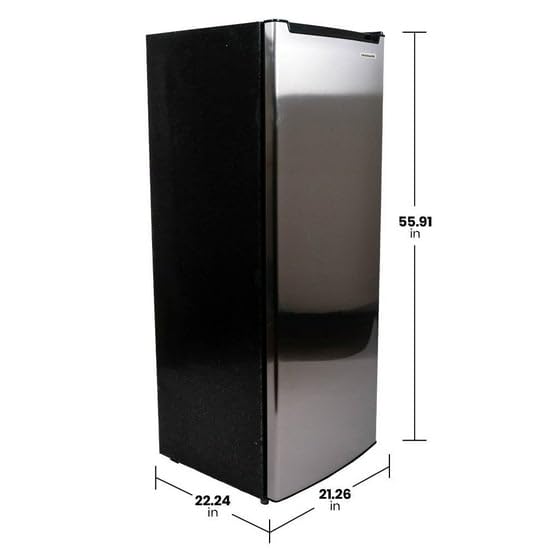 6.5 Cu. Ft. Upright Freezer with Adjustable Temperature, Space-Saving Design, and 6 Shelves &ndash; Platinum Silver - Stainless Steel Look
