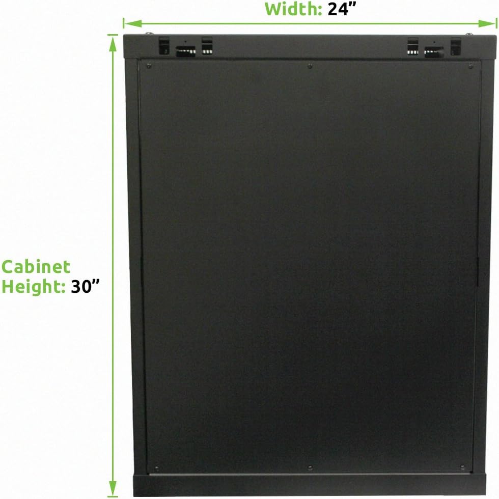 NavePoint 15U Deluxe IT Wallmount Cabinet Enclosure 19-Inch Server Network Rack with Locking Glass Door 16-Inches Deep Black