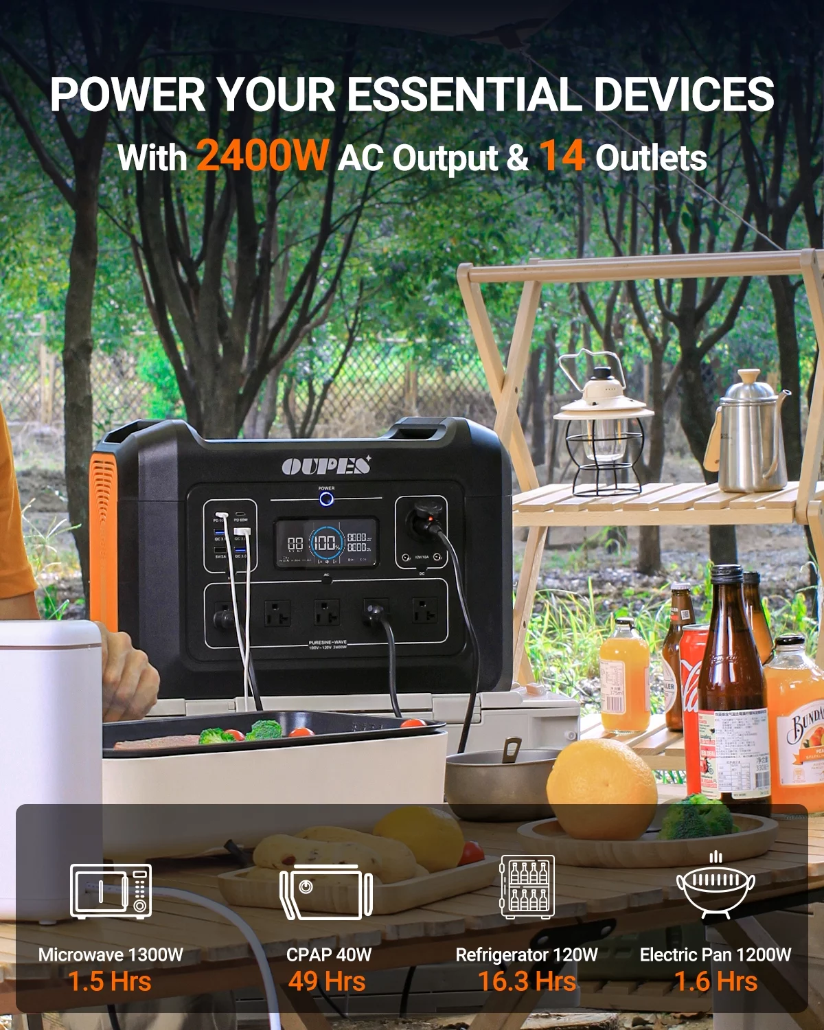 OUPES 2400W Solar Generator with 4*240W Panels Included