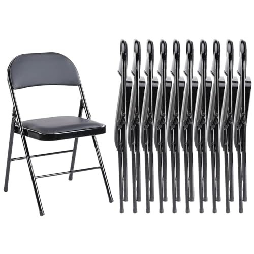 Sweetcrispy Folding Chair 12 Pack, Leather Padded Folding Chairs, Sturdy Metal Foldable Chairs, Easy to Use and Store, Outdoor and Indoor, for Home