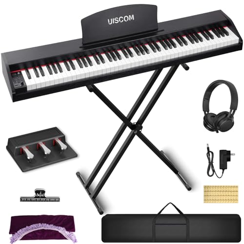 Digital Piano Keyboard for Beginners,Full Size 88 Key Semi-Weighted Keyboard Electric Piano with Stand,Power Adapter,Sheet Music Stand,Pedal
