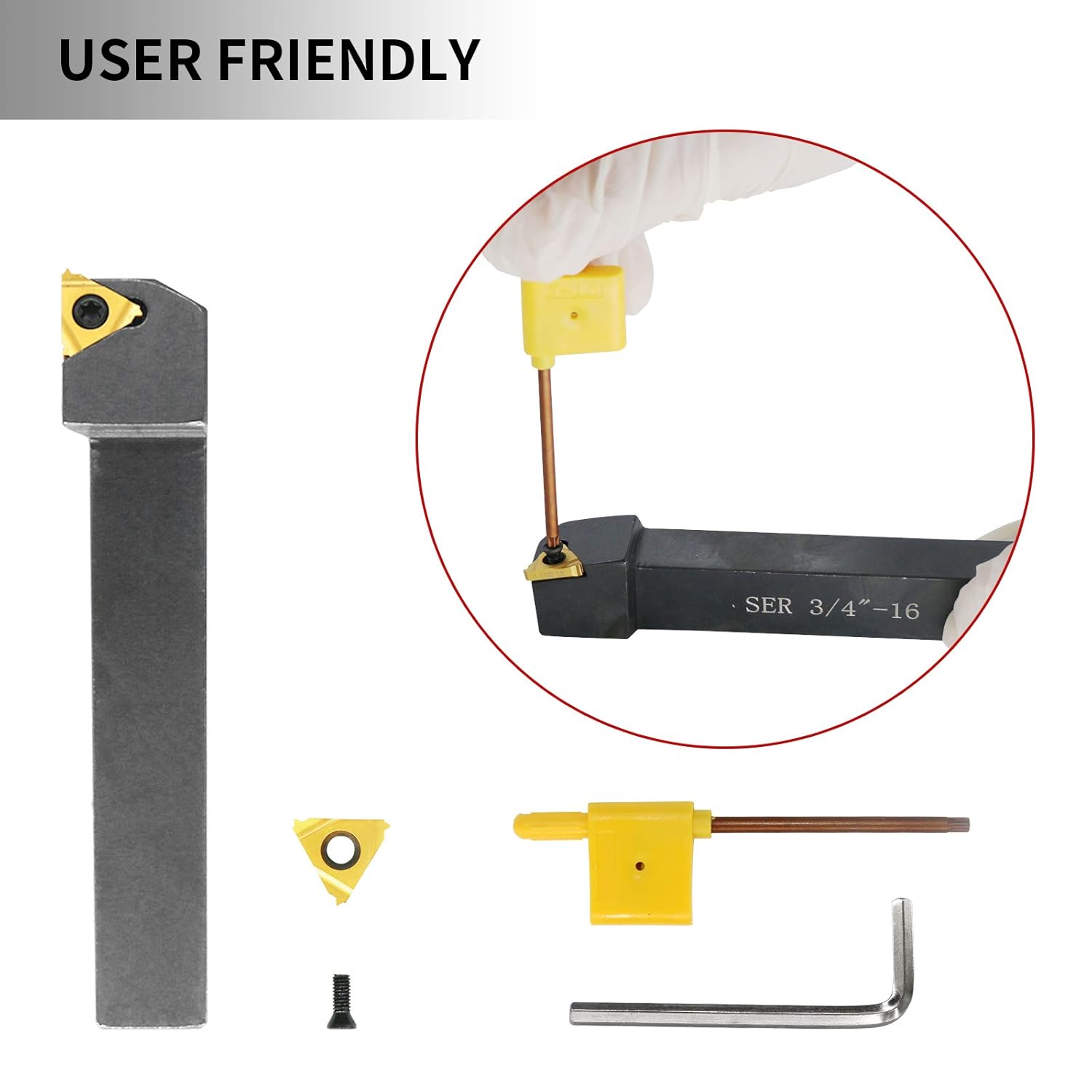 Indexable Lathe Turning Tool,1/2'' Shank 7 Pieces Carbide Turning Tool Set,Metal Lathe Tools Holder with Portable Case