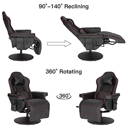 Modern-Depo Gaming Recliner Chair with Speakers, Massage, High Back, Cupholder, Headrest, Lumbar Support