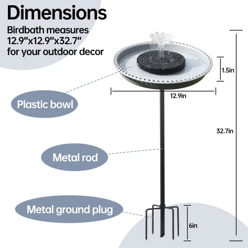 Solar Powered Bird Bath with Fountains for Hummingbirds