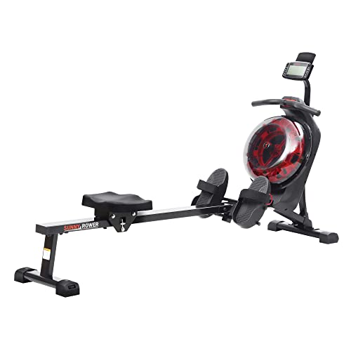 Sunny Health & Fitness Elite Water Rowing Machine with High Dynamic Resistance Vertical Tank