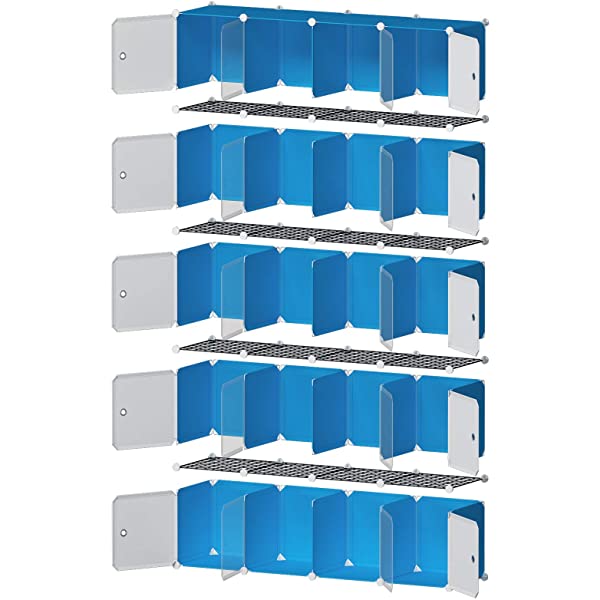 YOZO Cube Storage Organzier Portable Closet Wardrobe Bedroom Dresser (71x14x71 inches) Portable Closet Cube Shelf Armoire Pantry Cabinet, 25 Cubes