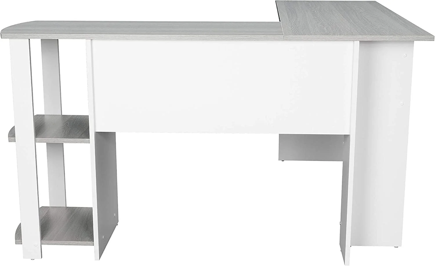 AngLink Shaped Desk - Modern Computer Desk with Corner Bookshelf & Side Storage Shelves for Home Office Accessories - Elegant, Space-Saving