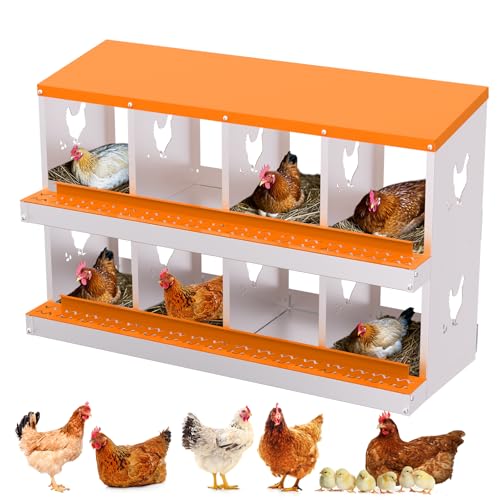 Garvee Chicken Nesting Box with Removable Tray, 8 Compartment Nesting Boxes for Chickens, Easy to Clean and Install
